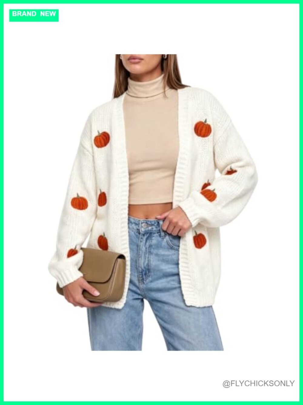 Halloween Pumpkin Knit Cardigan Long Sleeve Open Front Acrylic Sweater